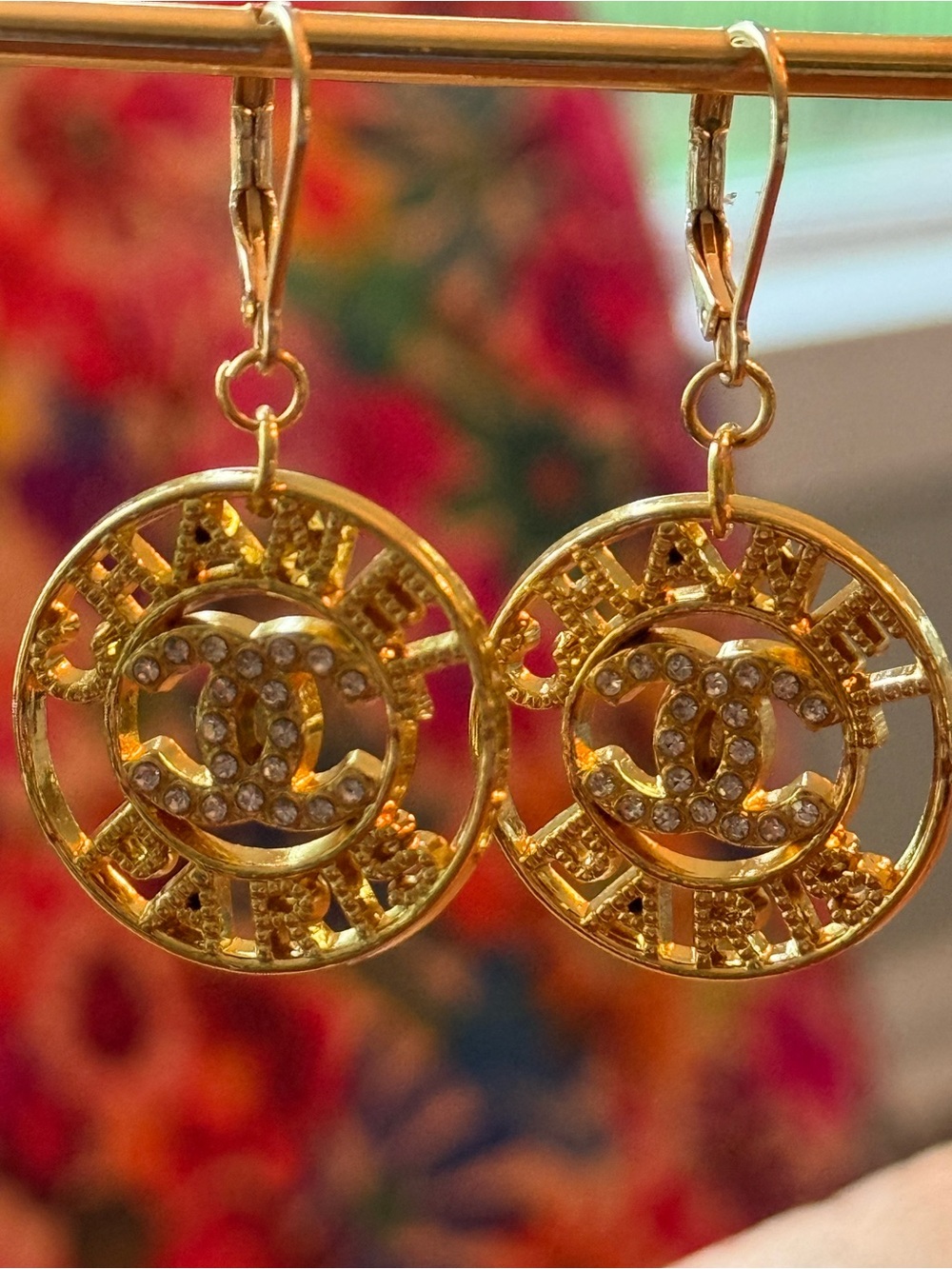 ChaneI Gold Double C Round Drop Earrings